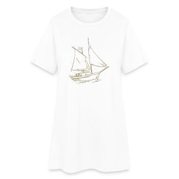 Sailing adventure in the silhouette - Women’s T-Shirt Dress - white - Front