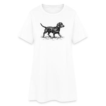 Dackel Sketch – Minimalistisches Hund Design - Frauen T-Shirt-Kleid - Weiß - Vorne