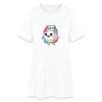 Carton de lait coloré Kawaii - Robe T-shirt Femme - blanc - Devant