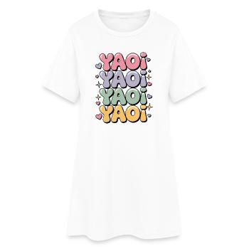 Bunte Blasenbuchstaben Schriftzug Yaoi. - Frauen T-Shirt-Kleid - Weiß - Vorne