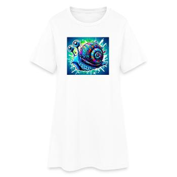 Schnecke - Frauen T-Shirt-Kleid - Weiß - Vorne