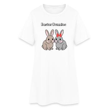 T-shirt de couple de lapins de Pâques - Robe T-shirt Femme - blanc - Devant