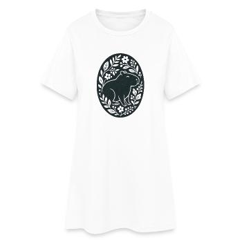 Capybara | Art populaire de la forêt de fleurs - Robe T-shirt Femme - blanc - Devant