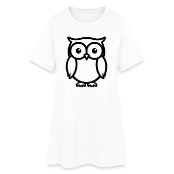 Eule - Frauen T-Shirt-Kleid - Weiß - Vorne