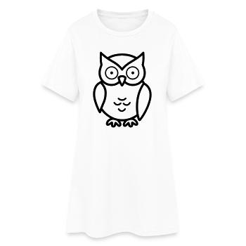 Eule - Frauen T-Shirt-Kleid - Weiß - Vorne