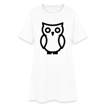 Eule - Frauen T-Shirt-Kleid - Weiß - Vorne