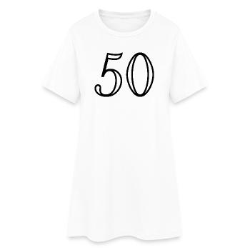 50. 50 ANS. 50e ANNIVERSAIRE. ANNIVERSAIRE 50 ANS. - Robe T-shirt Femme - blanc - Devant
