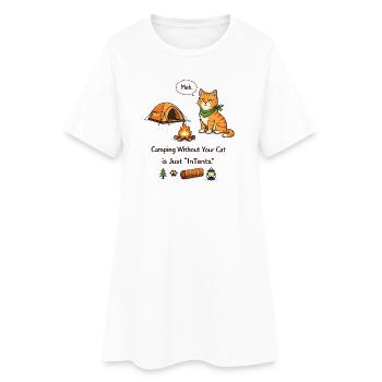 Tentbound Cat Campfire Meme - Women’s T-Shirt Dress - white - Front