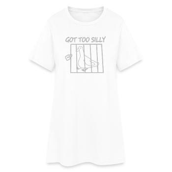Pigeon in a cage – So silly - Women’s T-Shirt Dress - white - Front