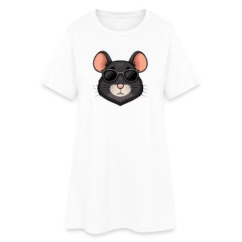 Mouse chic schwarze Brille - Frauen T-Shirt-Kleid - Weiß - Vorne