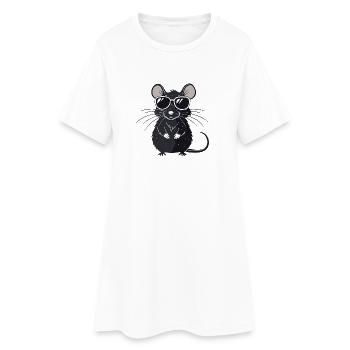 Mouse Hipster Glasses - Women’s T-Shirt Dress - white - Front