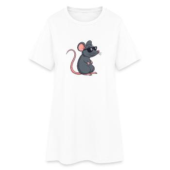 Rat Stylish Dark Glasses - Women’s T-Shirt Dress - white - Front