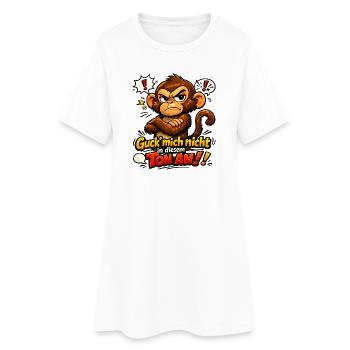 Guck mich nicht in diesem Ton an Äffchen - Frauen T-Shirt-Kleid - Weiß - Vorne