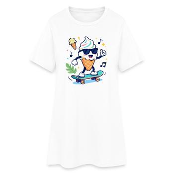 Eislauf-Stil-Pop - Frauen T-Shirt-Kleid - Weiß - Vorne