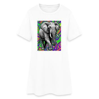 éléphant - Robe T-shirt Femme - blanc - Devant