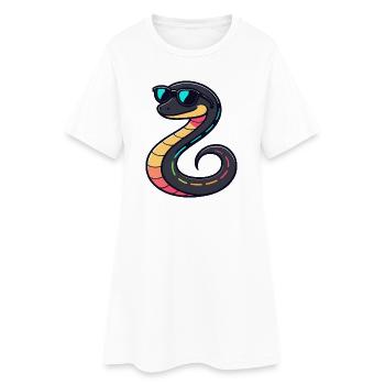 Neon Snake with Glasses - Women’s T-Shirt Dress - white - Front