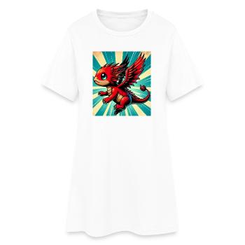 Drache - Frauen T-Shirt-Kleid - Weiß - Vorne
