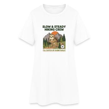 Slow & Steady Hiking Sloth Crew - Women’s T-Shirt Dress - white - Front