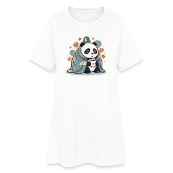 Kuschelpanda unter Wolkendecke - Frauen T-Shirt-Kleid - Weiß - Vorne