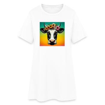 vache - Robe T-shirt Femme - blanc - Devant