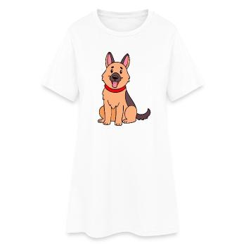Niedlicher Schäferhund (Comic) - Frauen T-Shirt-Kleid - Weiß - Vorne