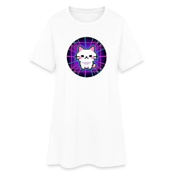 Neon Pixel Pets – Glitch Vibes für Gamer - Frauen T-Shirt-Kleid - Weiß - Vorne