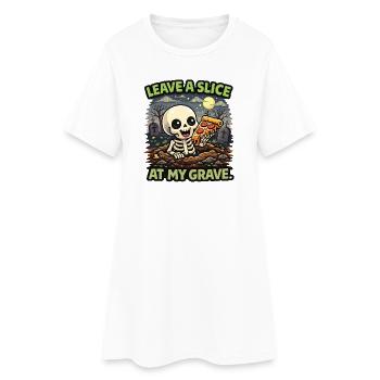 Skeleton slice of pizza at the grave - Women’s T-Shirt Dress - white - Front