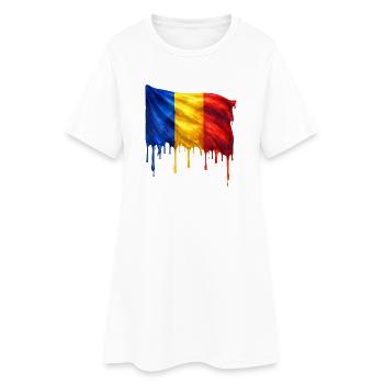 Tropfende Rumänien Flagge Kunst - Frauen T-Shirt-Kleid - Weiß - Vorne