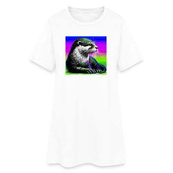 loutre - Robe T-shirt Femme - blanc - Devant