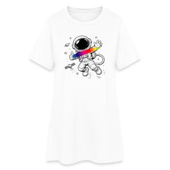 Astronaut Rainbow Splash Space Design - Women’s T-Shirt Dress - white - Front