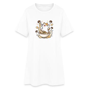 Chat ramen joyeux - Robe T-shirt Femme - blanc - Devant