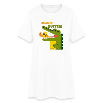 Alles in Butter: Alligator und Spatz - Frauen T-Shirt-Kleid - Weiß - Vorne