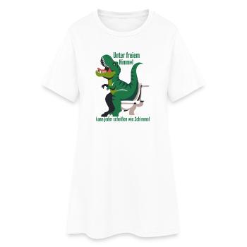 Dino auf Toilette im Freien - Frauen T-Shirt-Kleid - Weiß - Vorne