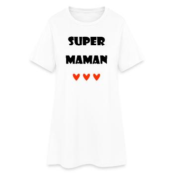 SUPER MAMAN. MAMAN. FÊTE DES MÈRES. COEUR. FÊTE - Robe T-shirt Femme - blanc - Devant
