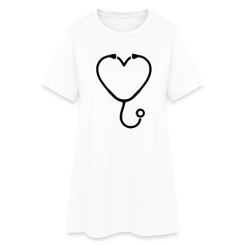 Plan de médecine cardiaque par stéthoscope - Robe T-shirt Femme - blanc - Devant