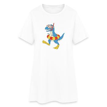 Snorkeling dinosaur on the beach - Women’s T-Shirt Dress - white - Front