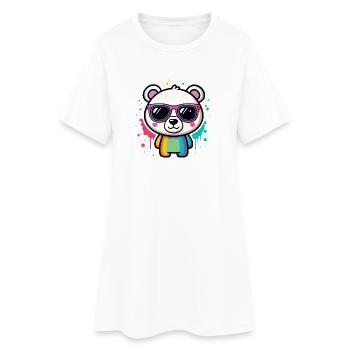 Panda Arc en Ciel Lunettes - Robe T-shirt Femme - blanc - Devant