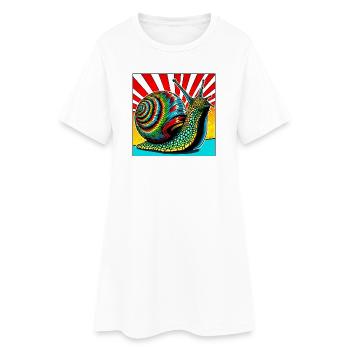 Schnecke - Frauen T-Shirt-Kleid - Weiß - Vorne