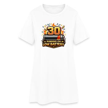 30 : Fonctionne à batterie faible - Robe T-shirt Femme - blanc - Devant
