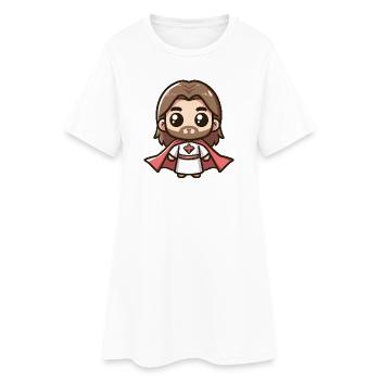 Niedlich Jesus Christus Superheld Kirche Held - Frauen T-Shirt-Kleid - Weiß - Vorne