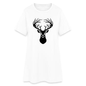 Deer Head Antler Silhouette - Women’s T-Shirt Dress - white - Front