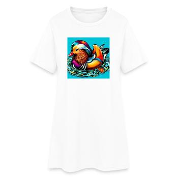 Canard mandarin - Robe T-shirt Femme - blanc - Devant