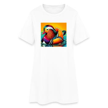 Canard mandarin - Robe T-shirt Femme - blanc - Devant