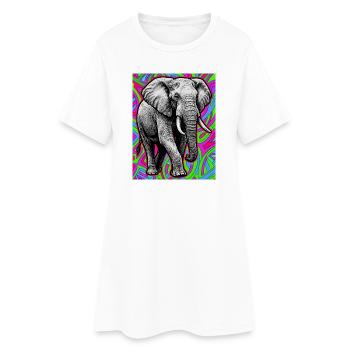 éléphant - Robe T-shirt Femme - blanc - Devant