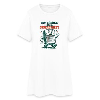 Réfrigérateur avec table | Humour de préparation des repas - Robe T-shirt Femme - blanc - Devant