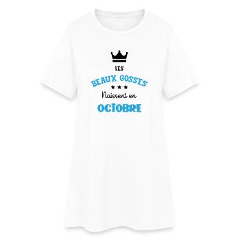 Les Beaux Gosses Naissent en Octobre Humour - Robe T-shirt Femme - blanc - Devant