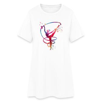 Gymnastin Mit Band Rhythmische Sportgymnastik - Frauen T-Shirt-Kleid - Weiß - Vorne