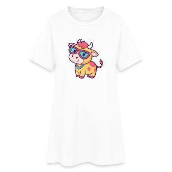 Vache kawaii lunettes soleil - Robe T-shirt Femme - blanc - Devant