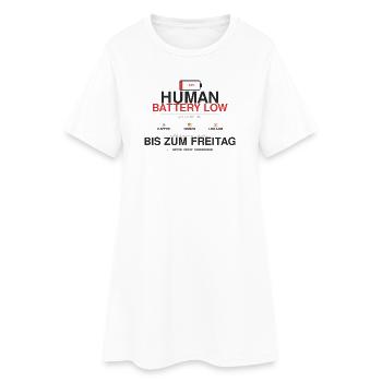 Human Battery Low Kaffee Humor - Frauen T-Shirt-Kleid - Weiß - Vorne