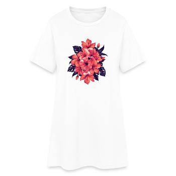Bouquet d’hibiscus en rouge corail - Robe T-shirt Femme - blanc - Devant